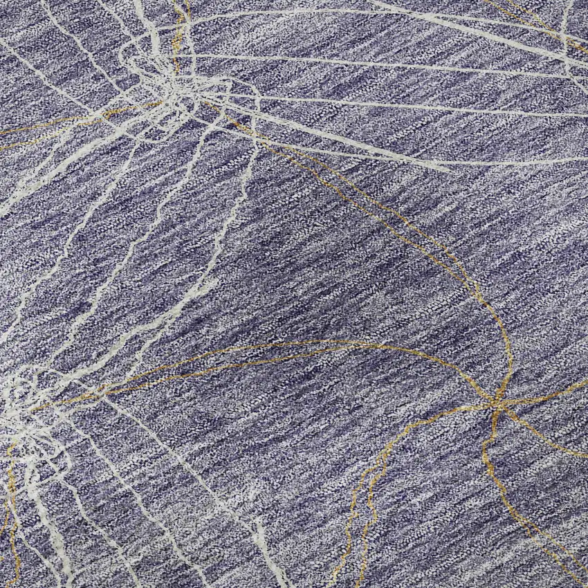 Purple And Ivory Geometric Washable Area Rug With UV Protection Photo 8