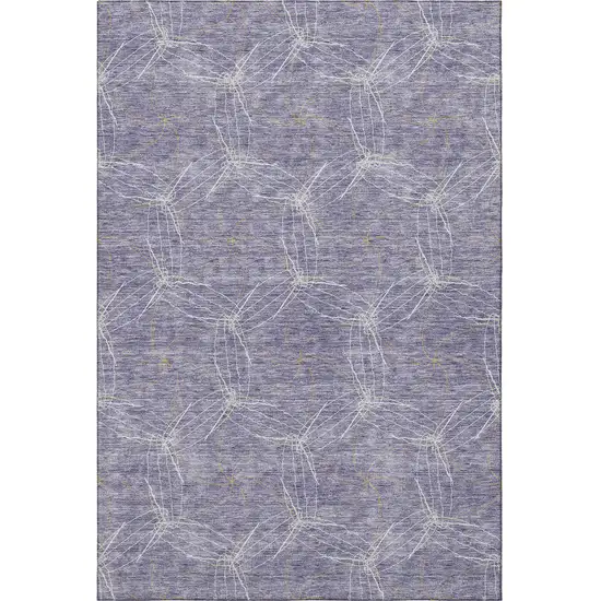Purple And Ivory Geometric Washable Area Rug With UV Protection Photo 2