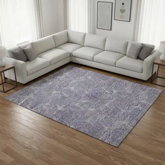 Purple And Ivory Geometric Washable Area Rug With UV Protection Photo 2