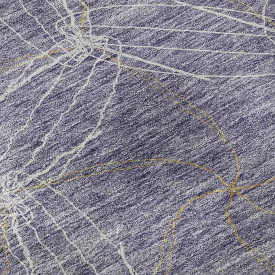 Purple And Ivory Geometric Washable Area Rug With UV Protection Photo 9