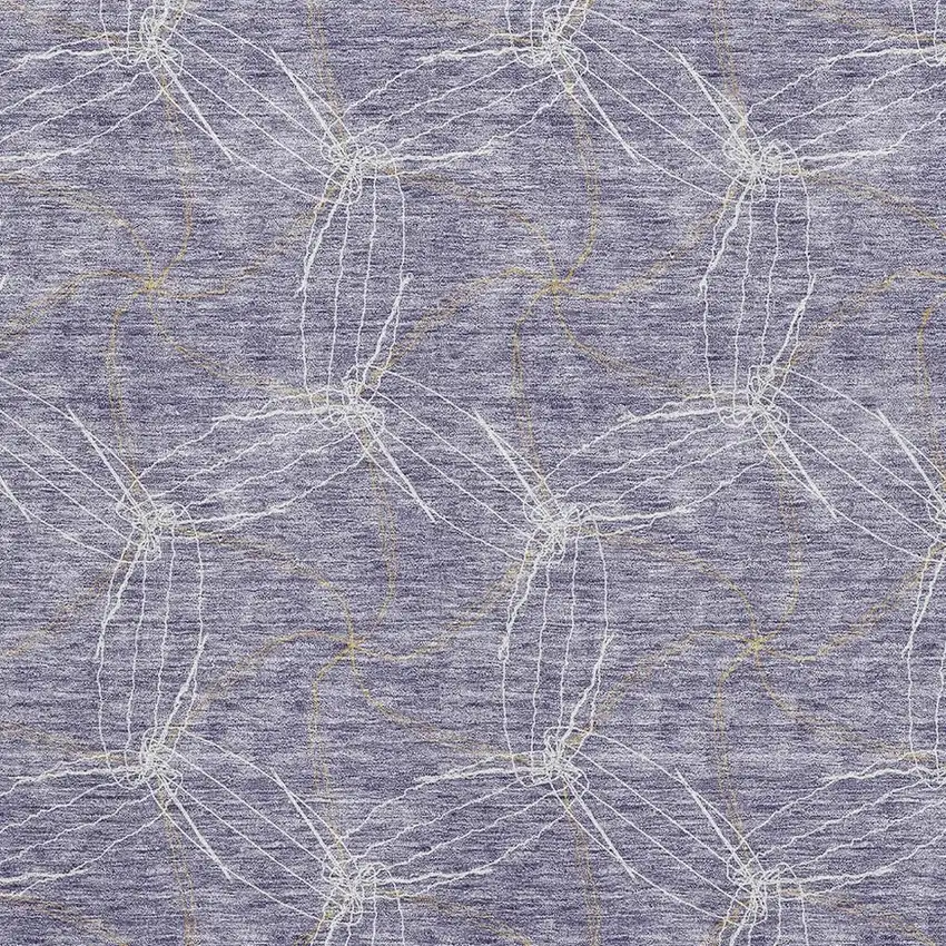 Purple And Ivory Geometric Washable Area Rug With UV Protection Photo 2