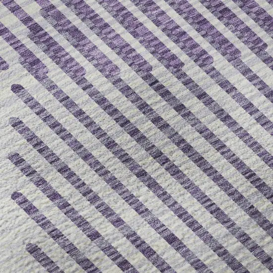 Purple And Ivory Geometric Washable Area Rug With UV Protection Photo 9