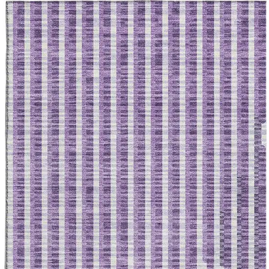 Purple And Ivory Geometric Washable Area Rug With UV Protection Photo 2