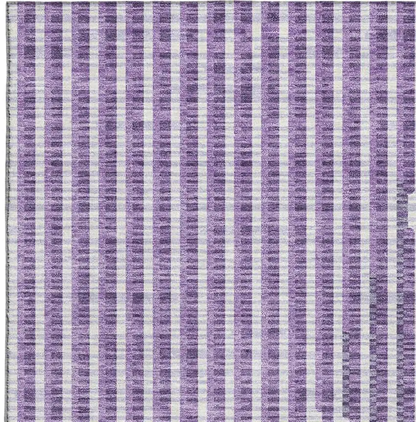 Purple And Ivory Geometric Washable Area Rug With UV Protection Photo 2