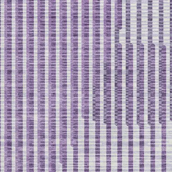 Purple And Ivory Geometric Washable Area Rug With UV Protection Photo 2
