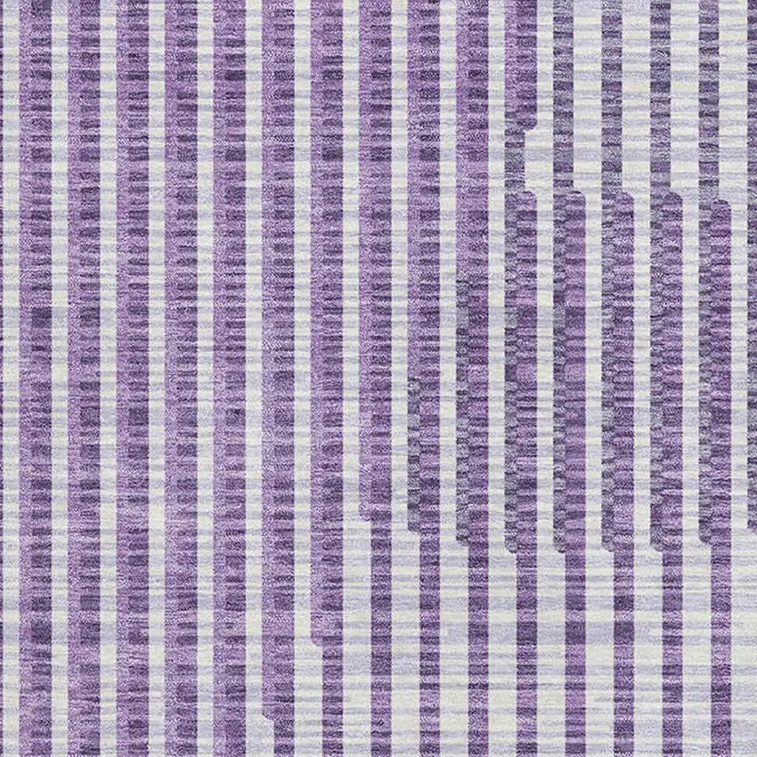 Purple And Ivory Geometric Washable Area Rug With UV Protection Photo 2