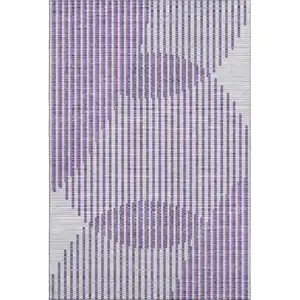 Photo of Purple And Ivory Geometric Washable Area Rug With UV Protection