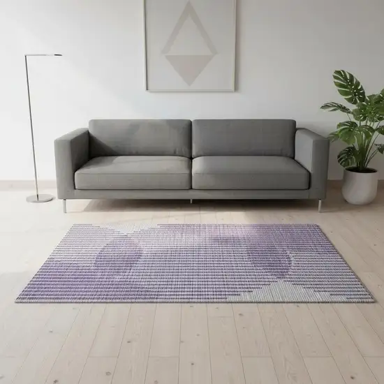Purple And Ivory Geometric Washable Area Rug With UV Protection Photo 2