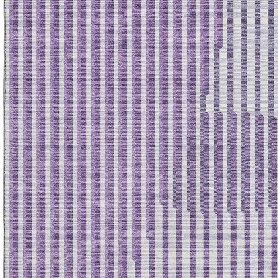 Purple And Ivory Geometric Washable Area Rug With UV Protection Photo 3