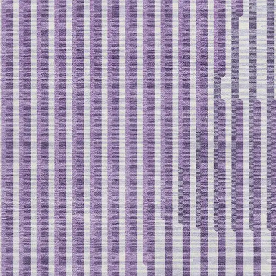 Purple And Ivory Geometric Washable Area Rug With UV Protection Photo 2