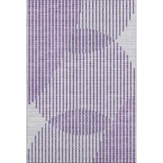 Purple And Ivory Geometric Washable Area Rug With UV Protection Photo 1