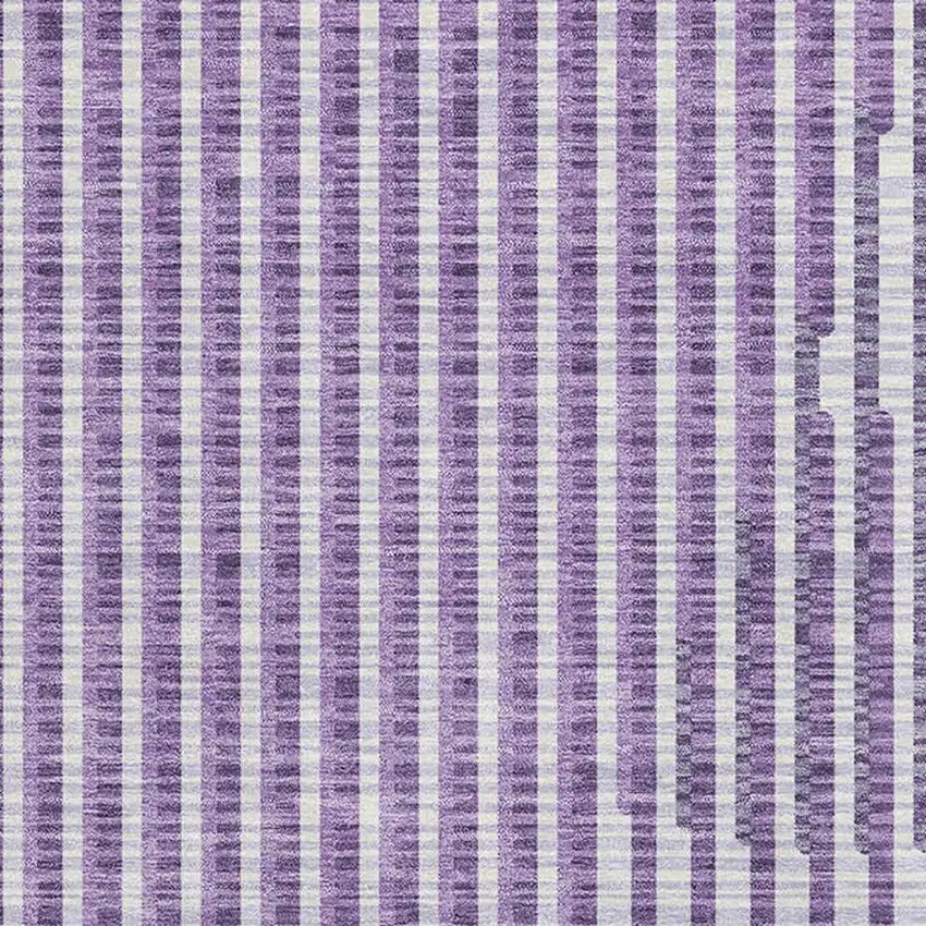 Purple And Ivory Geometric Washable Area Rug With UV Protection Photo 2