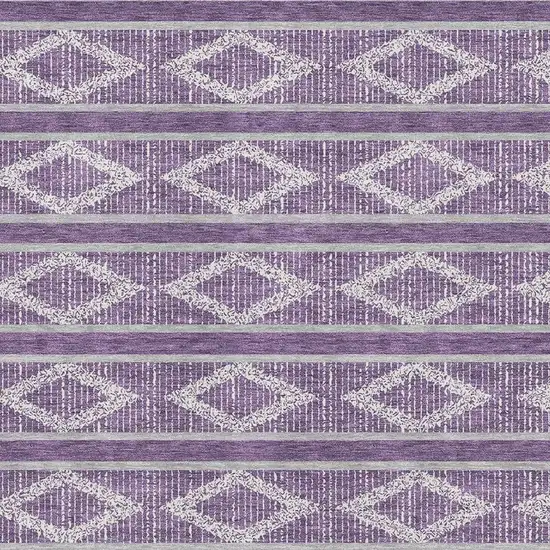 Purple And Ivory Geometric Washable Area Rug With UV Protection Photo 2
