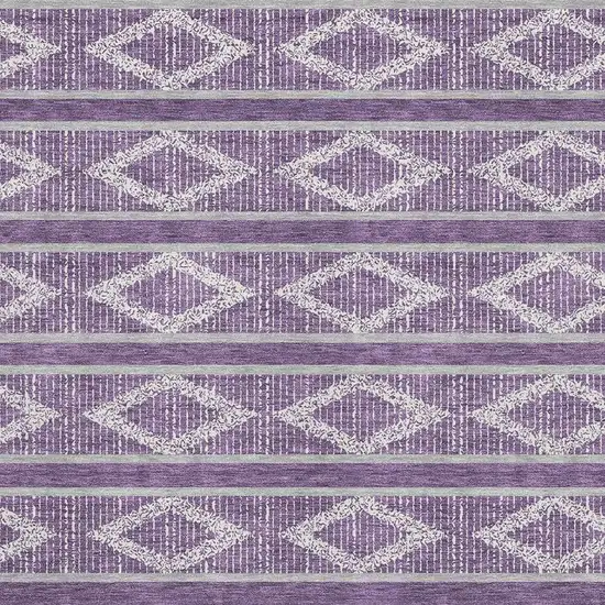 Purple And Ivory Geometric Washable Area Rug With UV Protection Photo 2