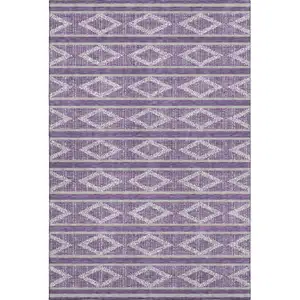Photo of Purple And Ivory Geometric Washable Area Rug With UV Protection