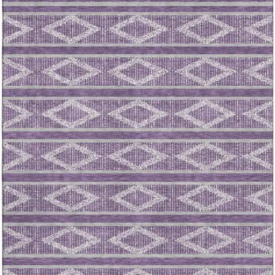 Purple And Ivory Geometric Washable Area Rug With UV Protection Photo 2