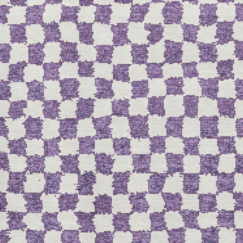 Purple And Ivory Geometric Washable Area Rug With UV Protection Photo 3