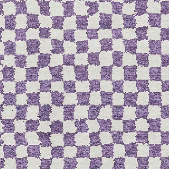 Purple And Ivory Geometric Washable Area Rug With UV Protection Photo 3