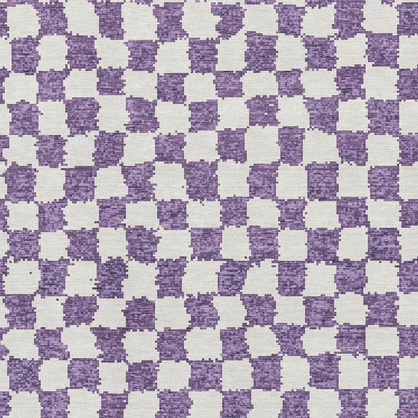 Purple And Ivory Geometric Washable Area Rug With UV Protection Photo 3