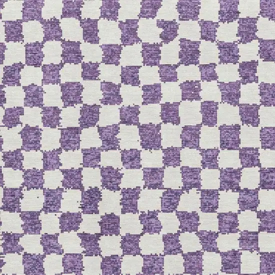 Purple And Ivory Geometric Washable Area Rug With UV Protection Photo 3