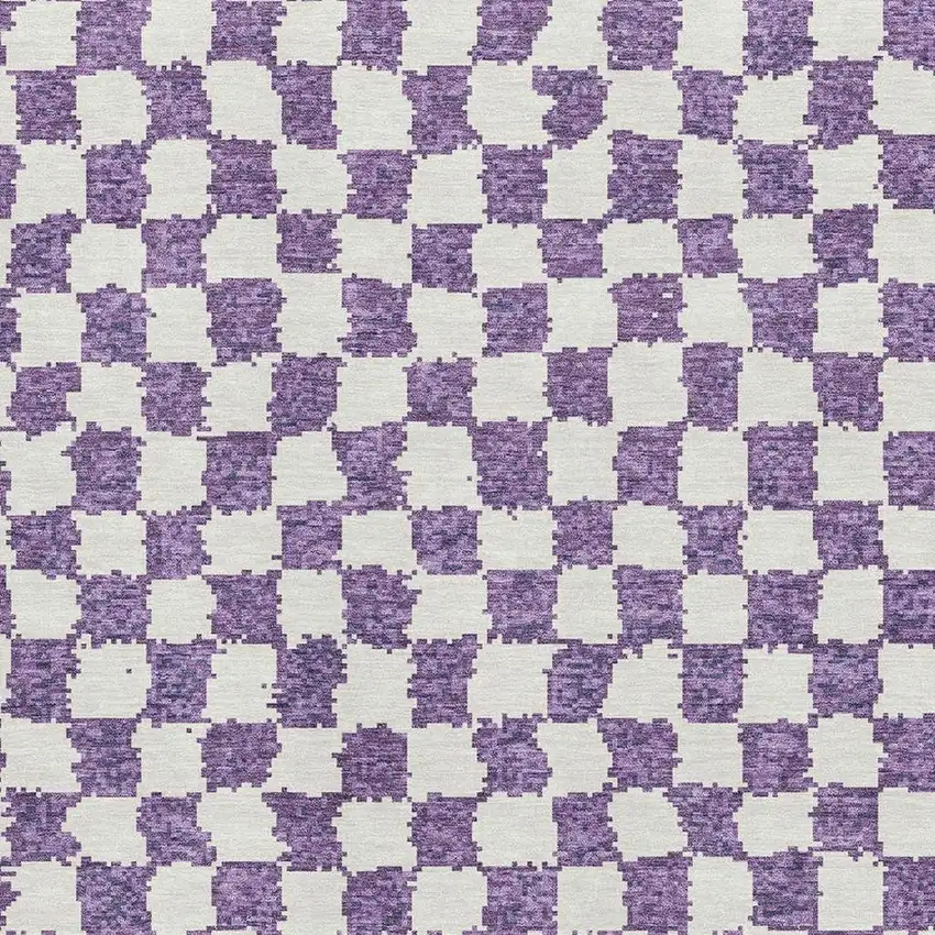 Purple And Ivory Geometric Washable Area Rug With UV Protection Photo 3