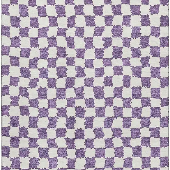 Purple And Ivory Geometric Washable Area Rug With UV Protection Photo 3