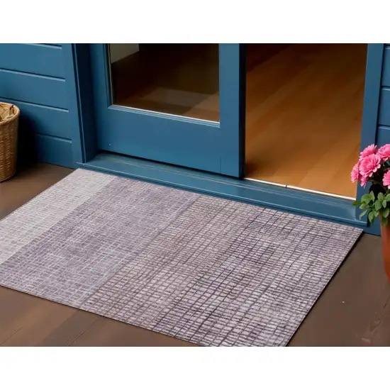 Purple And Ivory Geometric Washable Indoor Outdoor Area Rug Photo 2