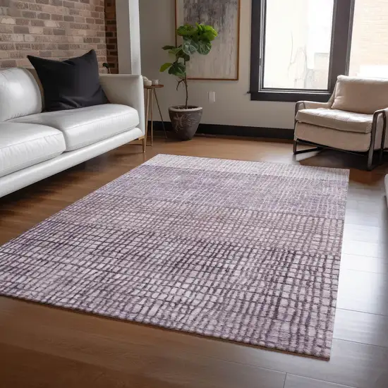 Purple And Ivory Geometric Washable Indoor Outdoor Area Rug Photo 6
