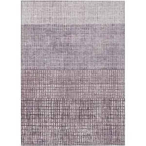 Photo of Purple And Ivory Geometric Washable Indoor Outdoor Area Rug