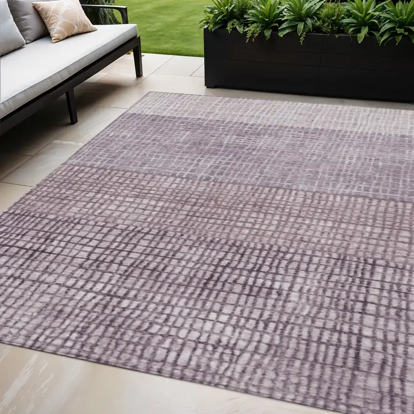 Purple And Ivory Geometric Washable Indoor Outdoor Area Rug Photo 2