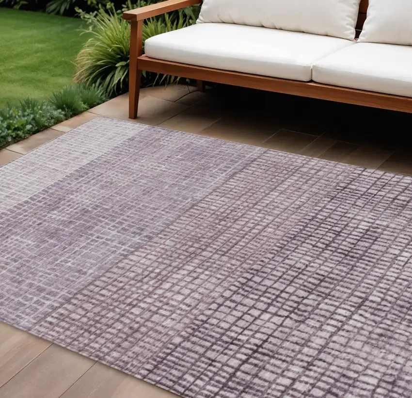 Purple And Ivory Geometric Washable Indoor Outdoor Area Rug Photo 2