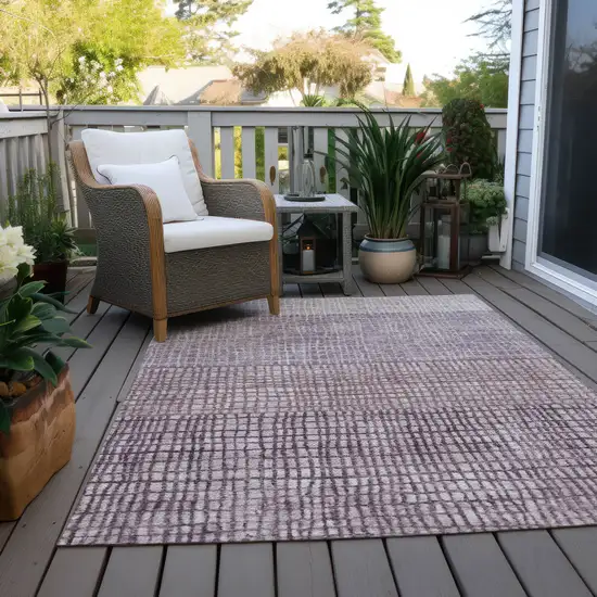 Purple And Ivory Geometric Washable Indoor Outdoor Area Rug Photo 8