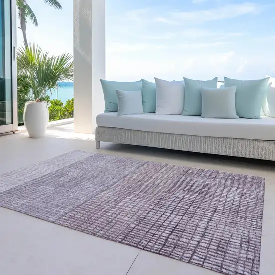 Purple And Ivory Geometric Washable Indoor Outdoor Area Rug Photo 5