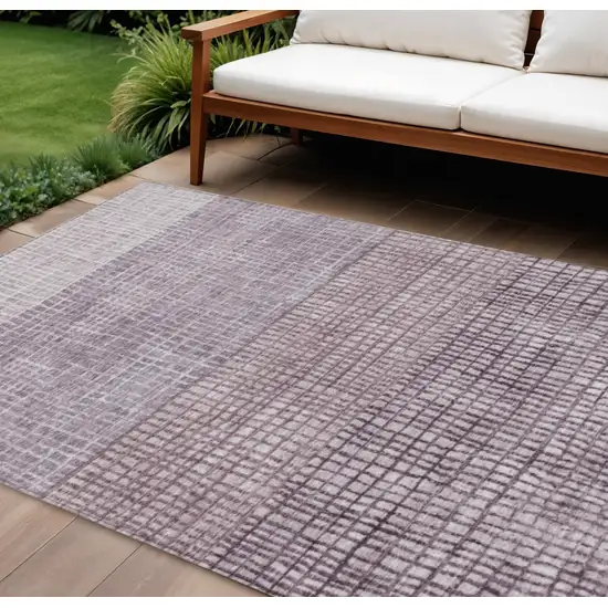Purple And Ivory Geometric Washable Indoor Outdoor Area Rug Photo 2