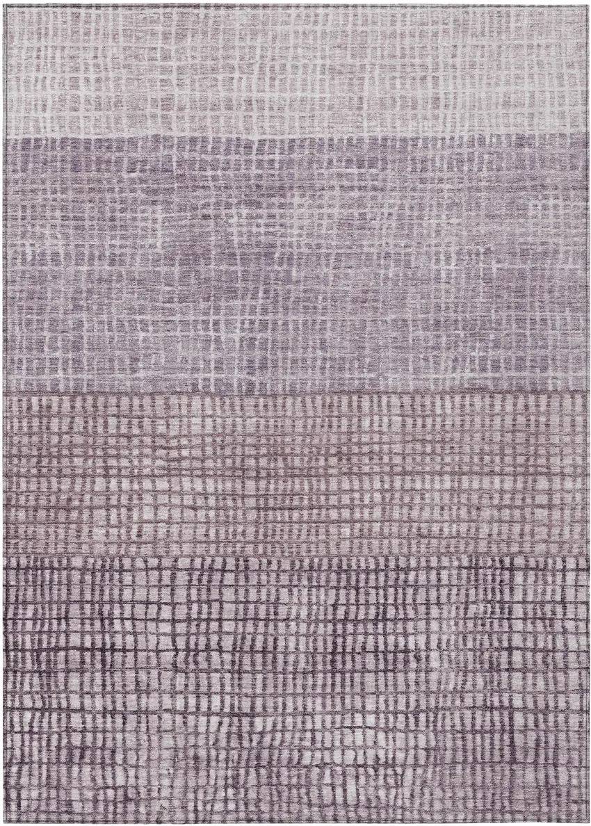Purple And Ivory Geometric Washable Indoor Outdoor Area Rug Photo 1