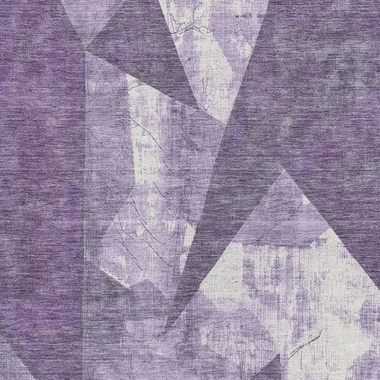 Purple And Ivory Geometric Washable Indoor Outdoor Area Rug Photo 3