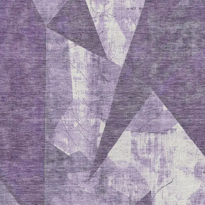 Purple And Ivory Geometric Washable Indoor Outdoor Area Rug Photo 3