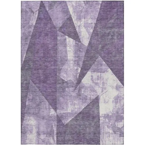 Purple And Ivory Geometric Washable Indoor Outdoor Area Rug Photo 1