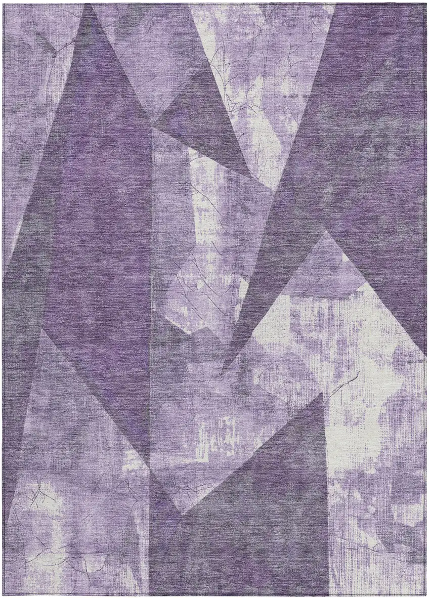 Purple And Ivory Geometric Washable Indoor Outdoor Area Rug Photo 1