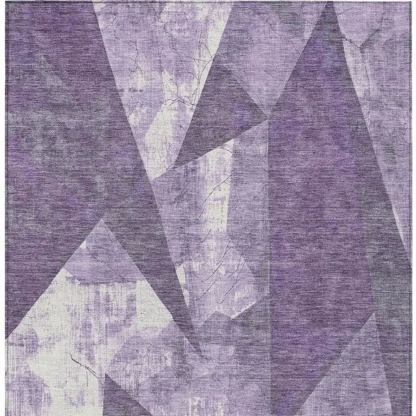 Purple And Ivory Geometric Washable Indoor Outdoor Area Rug Photo 4
