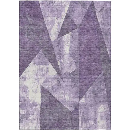 Purple And Ivory Geometric Washable Indoor Outdoor Area Rug Photo 1