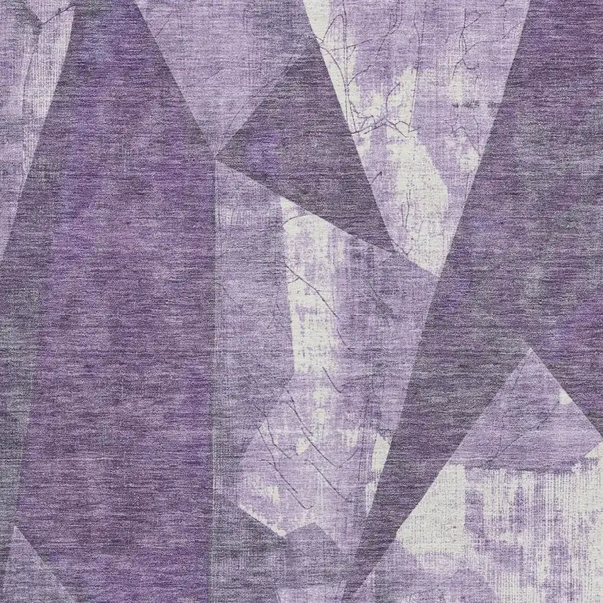 Purple And Ivory Geometric Washable Indoor Outdoor Area Rug Photo 3