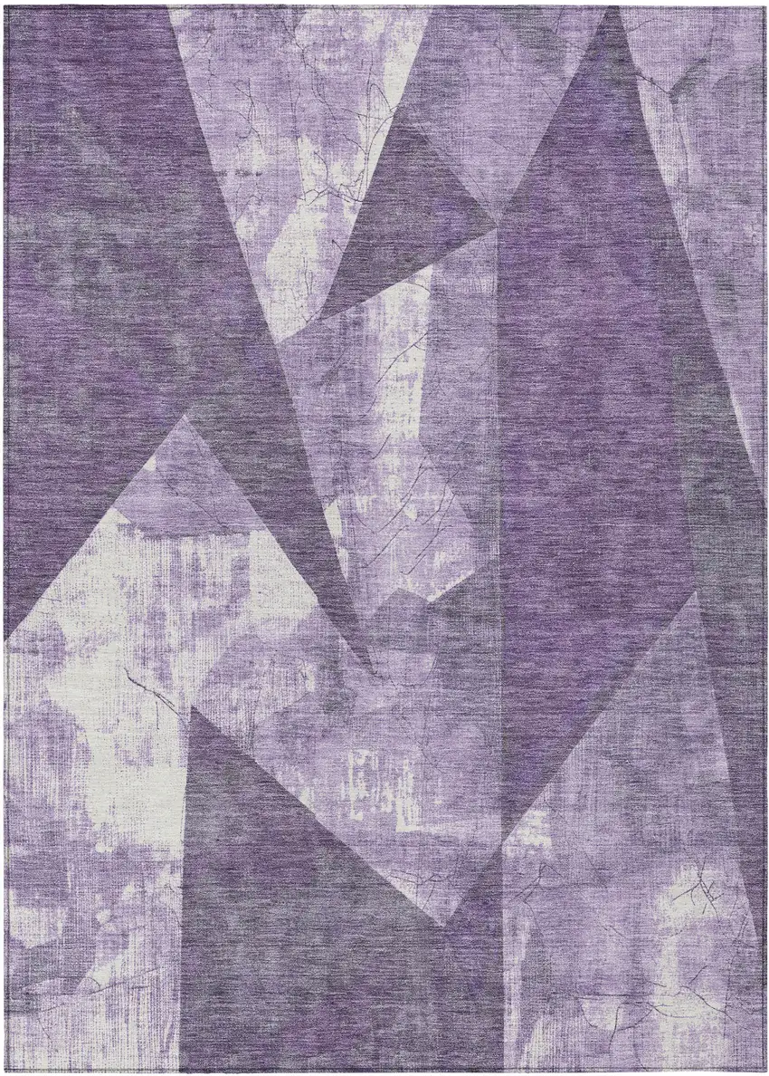 Purple And Ivory Geometric Washable Indoor Outdoor Area Rug Photo 8