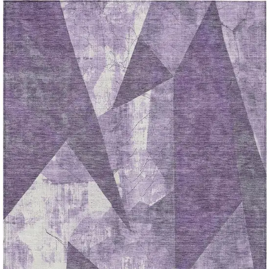 Purple And Ivory Geometric Washable Indoor Outdoor Area Rug Photo 4