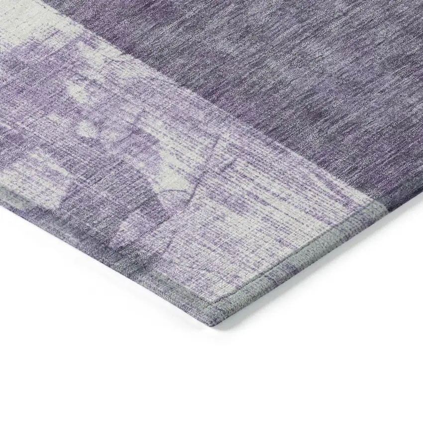 Purple And Ivory Geometric Washable Indoor Outdoor Area Rug Photo 9