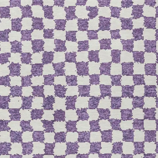 Purple And Ivory Geometric Washable Indoor Outdoor Area Rug Photo 4