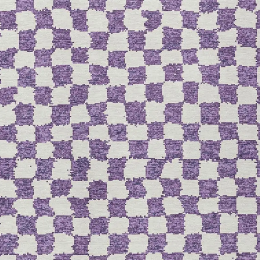 Purple And Ivory Geometric Washable Indoor Outdoor Area Rug Photo 4