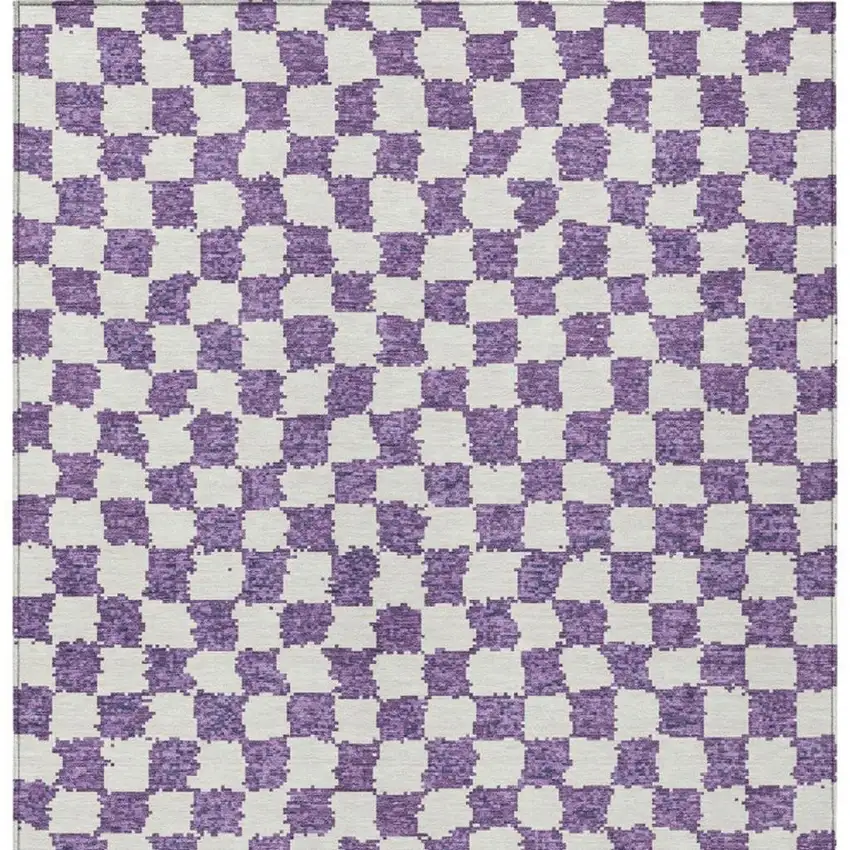 Purple And Ivory Geometric Washable Indoor Outdoor Area Rug Photo 9
