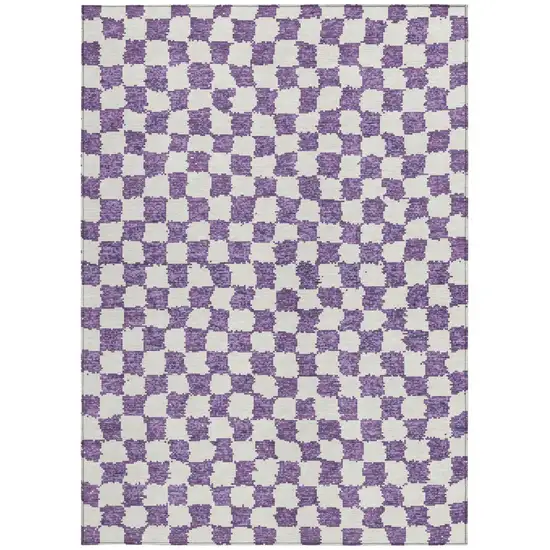 Purple And Ivory Geometric Washable Indoor Outdoor Area Rug Photo 3