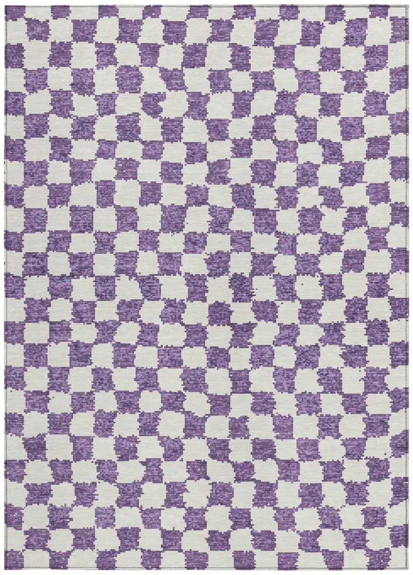 Purple And Ivory Geometric Washable Indoor Outdoor Area Rug Photo 3